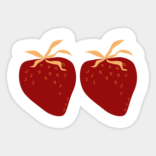 2 RED STRAWBERRY Sticker